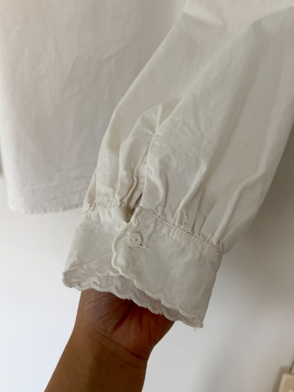 Zara White Embroidered Peter Pan Collar Cotton Blouse Top Cottagecore French - Picture 7 of 11